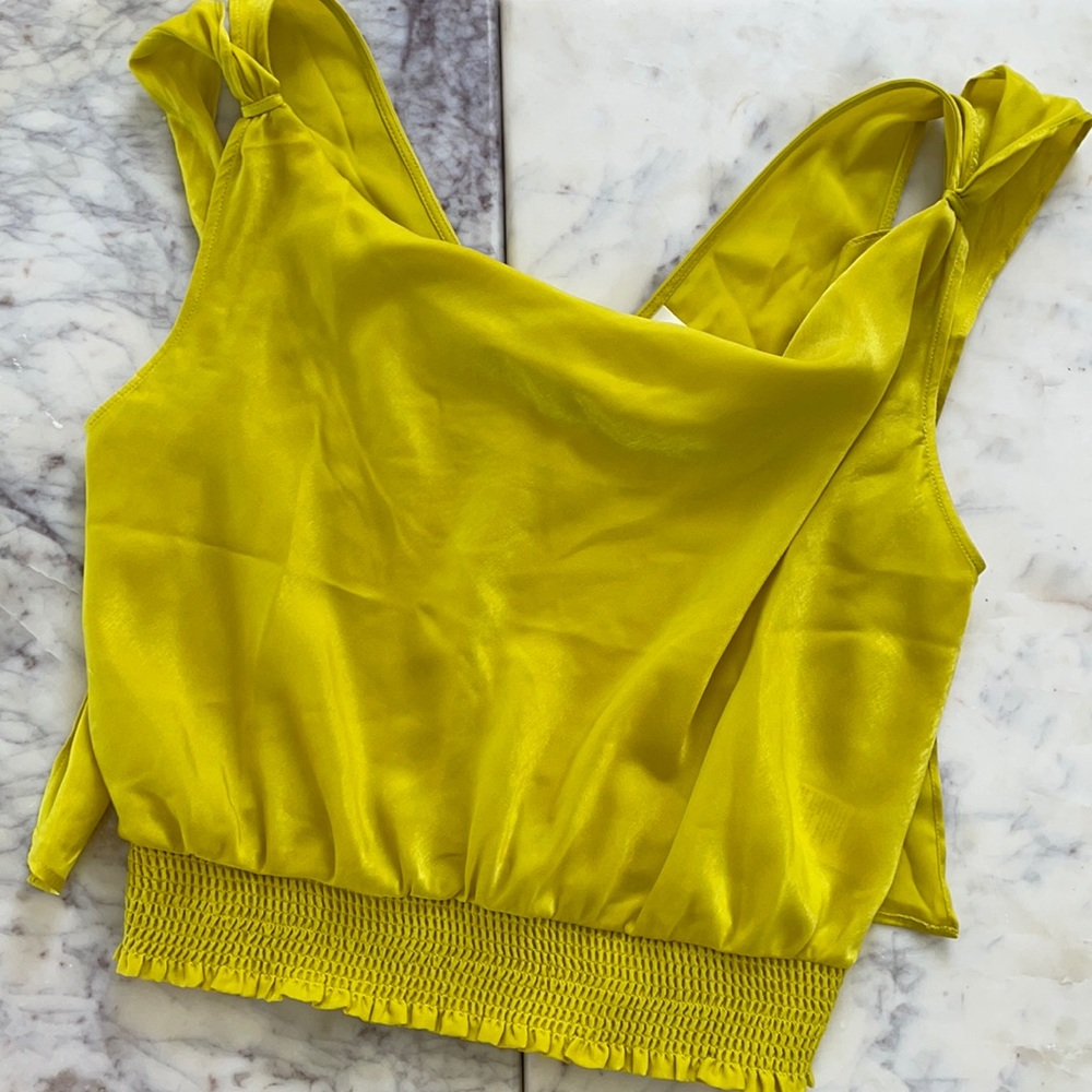 Maeve for Anthro chartreuse blouse